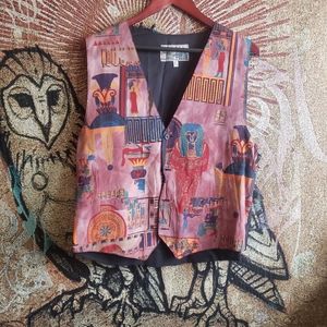 VTG African/ Egyptian style cotton button up vest